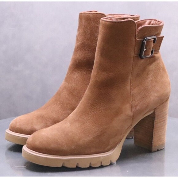 Paul Green Sloane $485 Women's Heeled Toffee Boots Size UK 5.5 US 8 Soft Suede - Picture 1 of 13